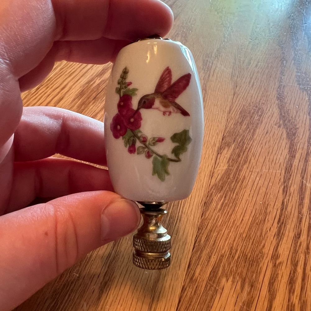 Ceramic Hummingbird Lamp Ornament NIB Lamp Topper